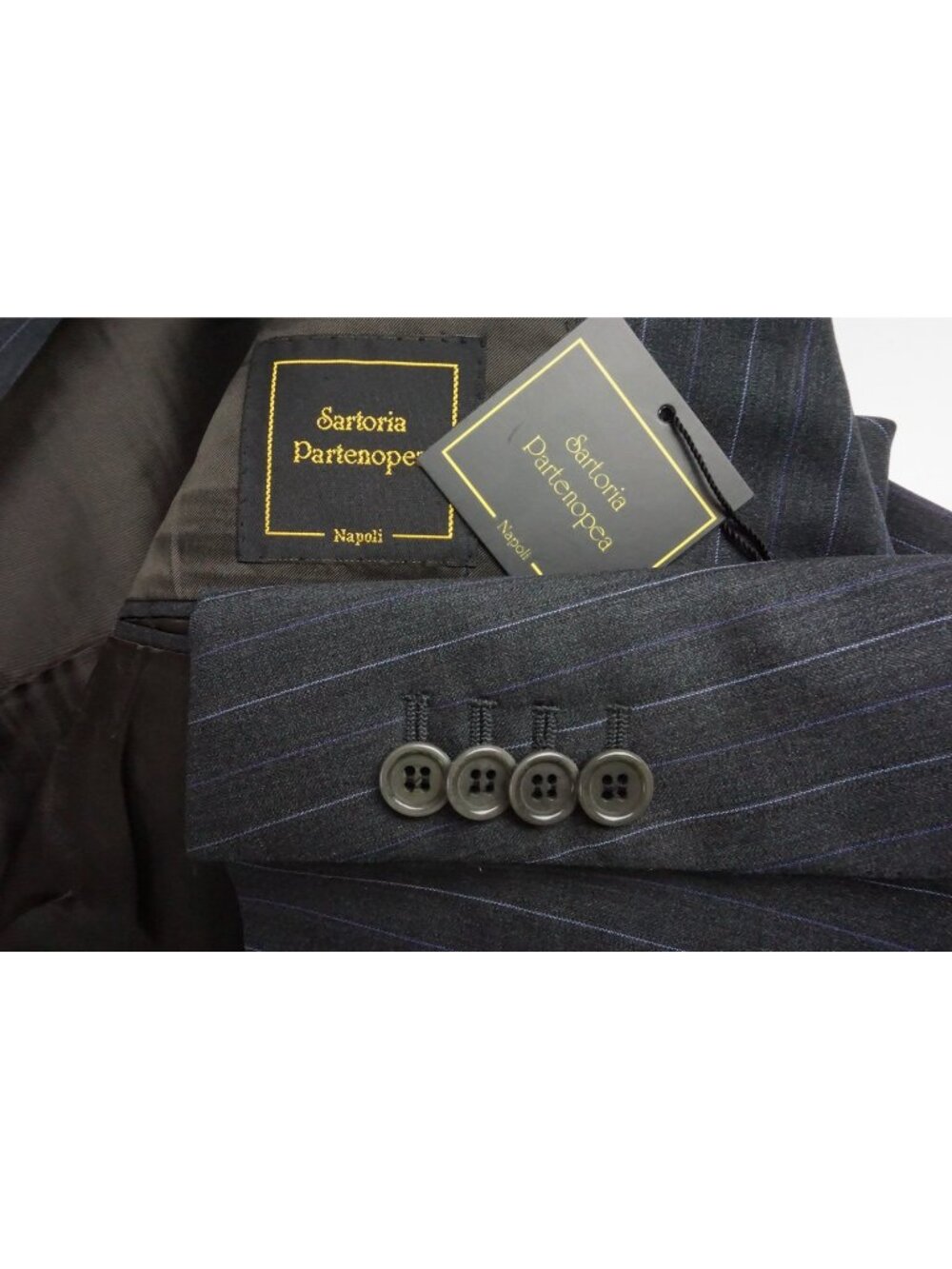 Sartoria Partenopea Gray Stripe Silk Blend 2Pc Suit Jacket Pant 50R EU BRAND NEW